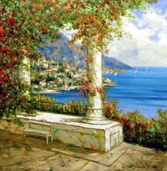 Mediterranean Scene Column - Oil Painting Reproduction On Canvas