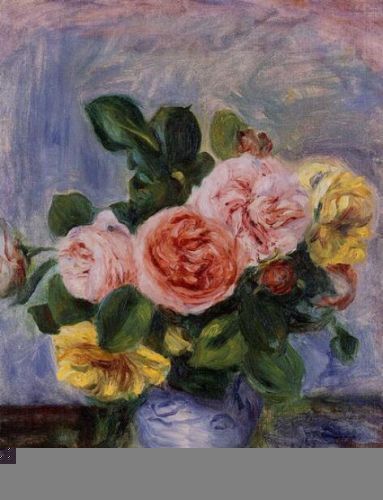 Roses in a Vase 3 - Pierre Auguste Renoir Oil Painting