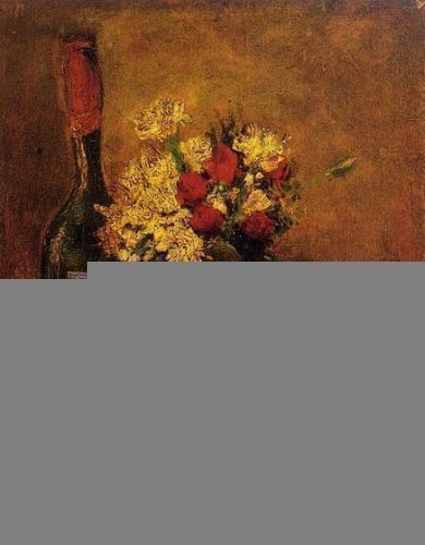 Vase with Carnations and Roses and a Bottle -   Vincent Van Gogh Oil Painting