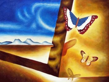 Landscape With Butterflies - Oil Painting Reproduction On Canvas